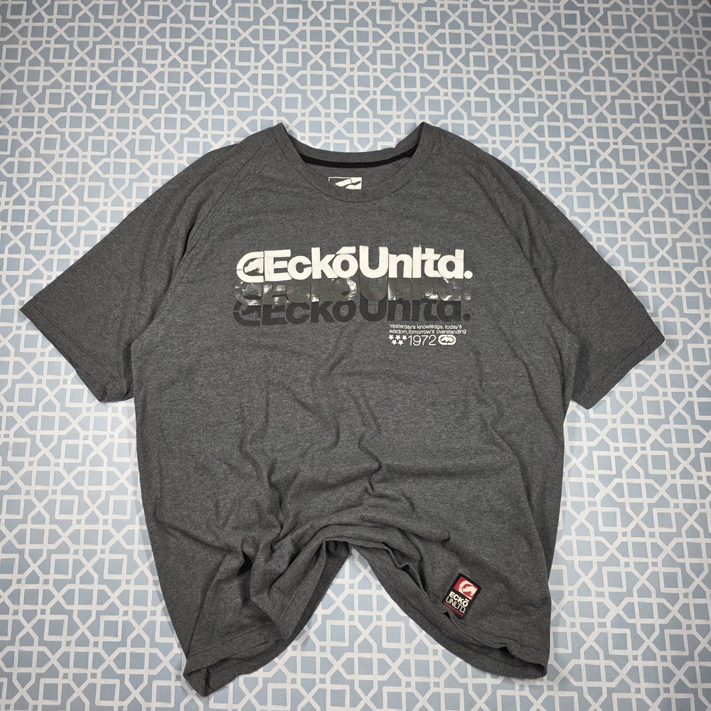 Vintage Ecko Unltd. Logo Grey Shirt Casual Streetwear Y2K Style Mens XXL 2XL